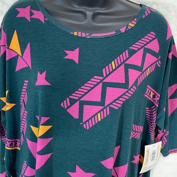 LuLaRoe Irma NWT SS Small Beautiful Pink Orange Black Oversized Tunic Top - Picture 2 of 16